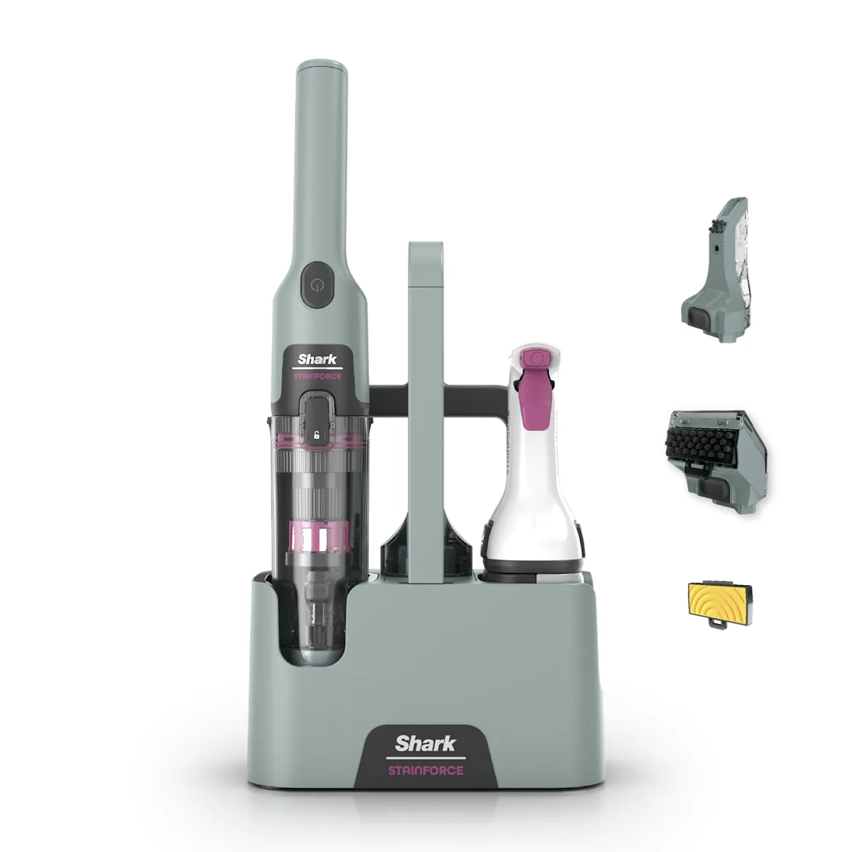 Everything included: cleaner, caddy, spray bottle and tools